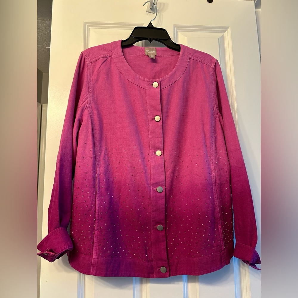 Excellent Condition Chico’s Size 3XL Purple Ombré Jacket